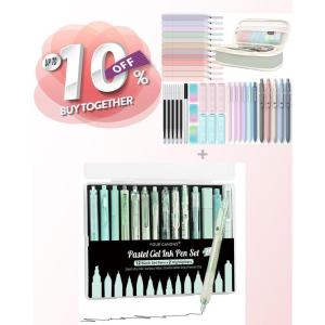 imageFour Candies 39 PCS Aesthetic School Supplies  12PCS Black Ink Pens with 2 Highlighter for School Note TakingWriting Students Stationary