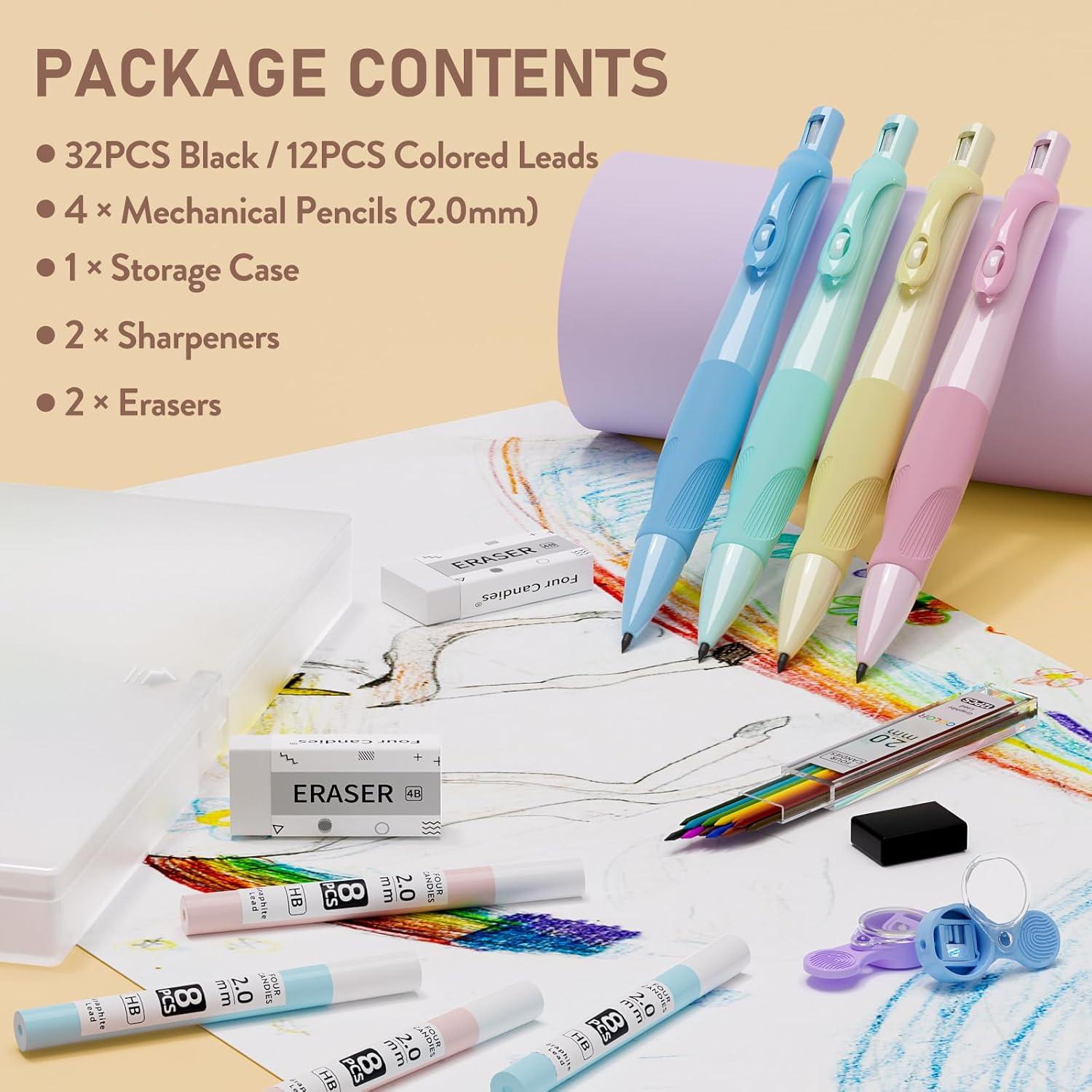 imageFour Candies 05mm Lead Refills  4PCS Cute Mechanical Pencil Set