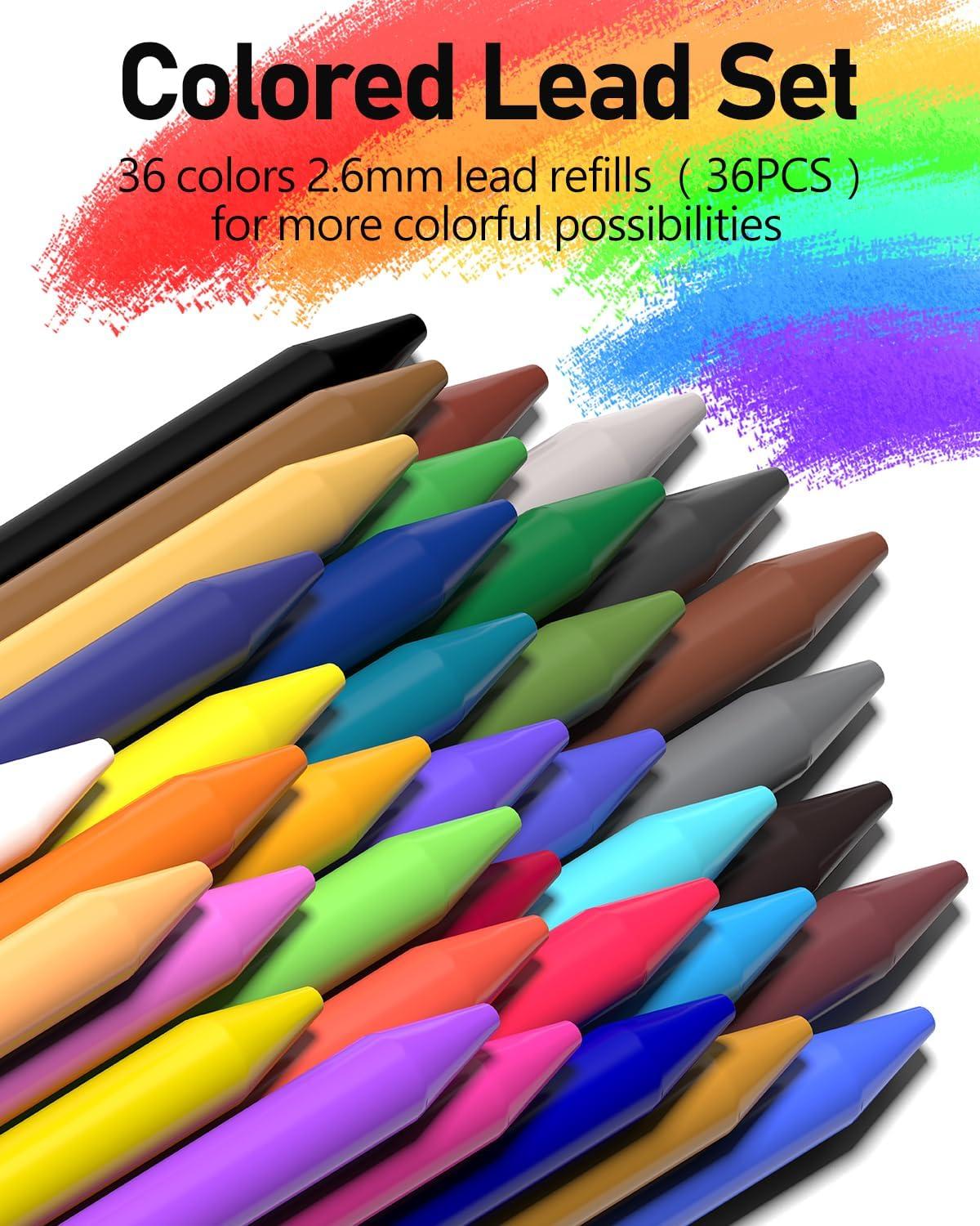 imageFour Candies 07mm Mechanical Pencil Set with Case  36 PCS Colored Pencils Set 26mm