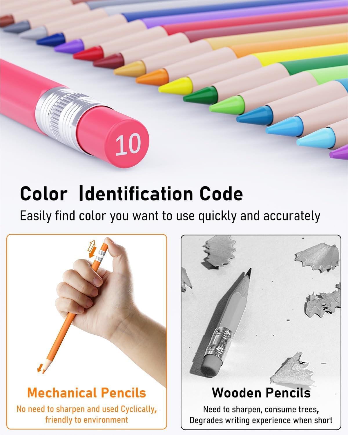imageFour Candies 36 PCS Colored Pencils Set 26mm Mechanical Pencil Set with Case  3PCS Cute Pencils 07mm