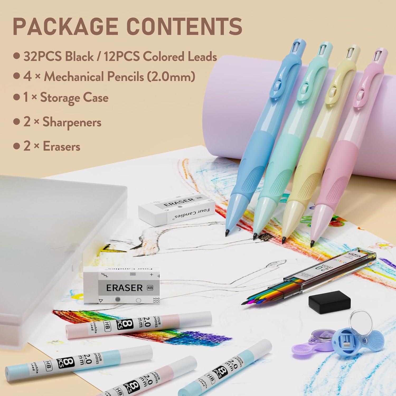 imageFour Candies Crayons 12 Count  4PCS 20MM Cute Mechanical Pencils