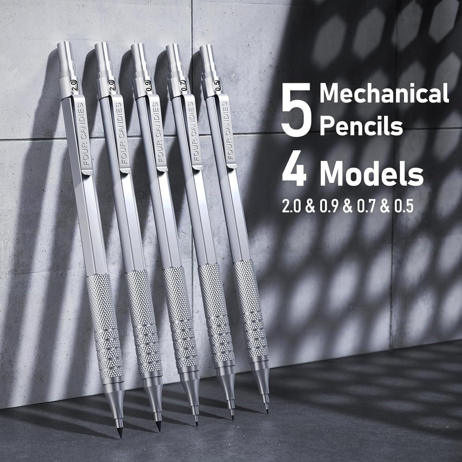 imageFour Candies Mechanical Pencil Set with Cute Pencil Case  Mechanical Pencil Set Silver