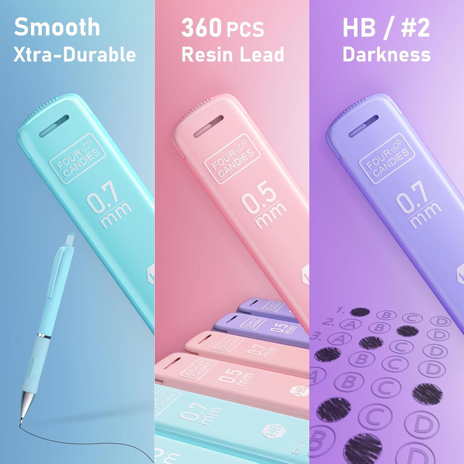 imageFour Candies Pastel Mechanical Pencil Set  4PCS Cute Mechanical Pencils for Kids