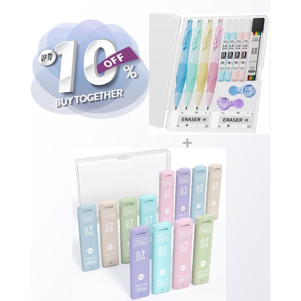 imageFour Candies 07mm Lead Refills  4PCS Cute Mechanical Pencil Set