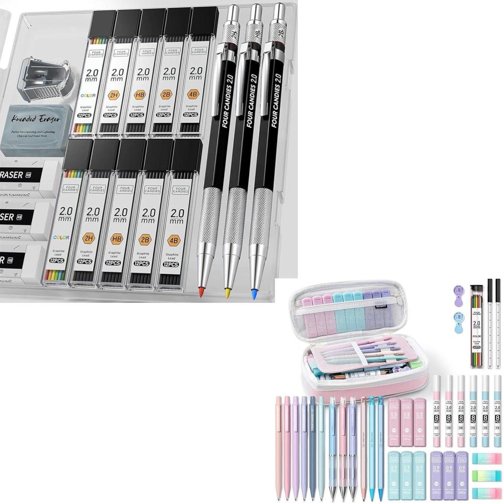 imageFour Candies 3PCS 2MM Mechanical Pencils 36PCS Aesthetic School Supplies