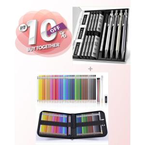 imageFour Candies 07mm Mechanical Pencil Set with Case  36 PCS Colored Pencils Set 26mm