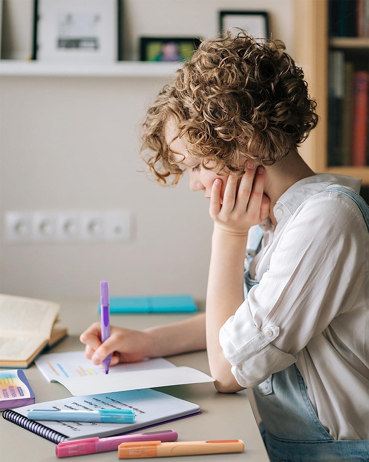 imageFour Candies Highlighters Assorted Colors Liquid Highlighter with Clear View Design Soft Chisel Tip Classic Colors 10 Pcs No Bleed Cute Bible Highlighters