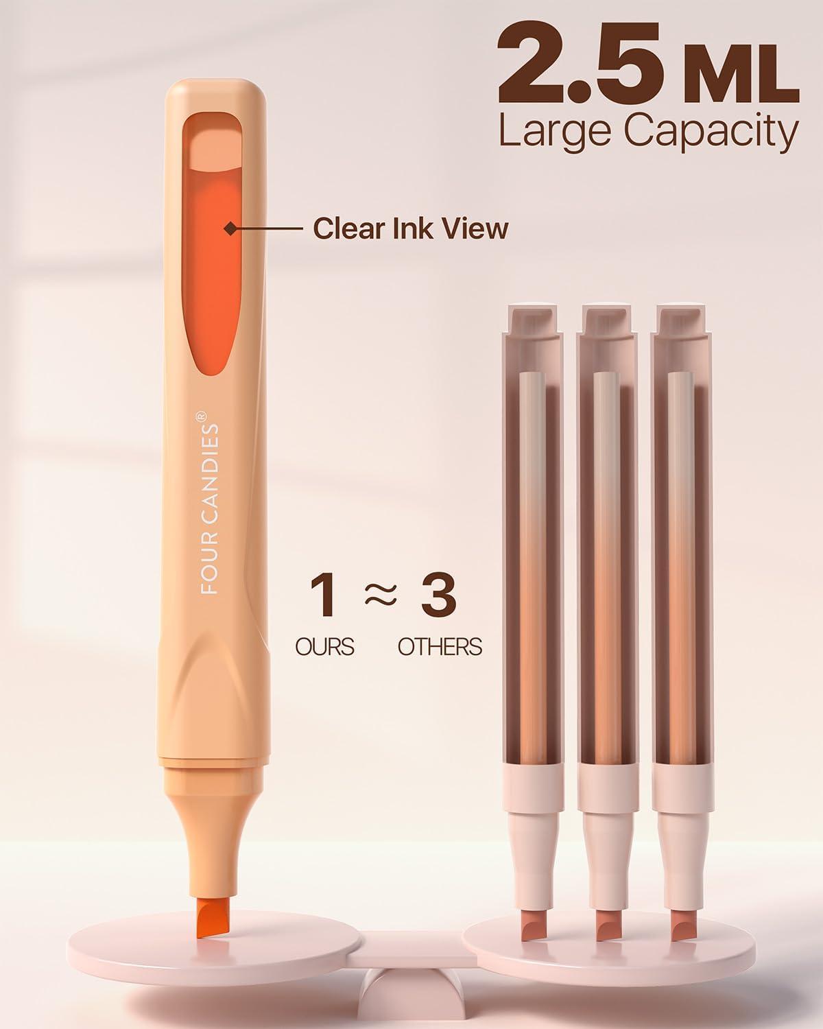 imageFour Candies Highlighters Assorted Colors Liquid Highlighter with Clear View Design Soft Chisel Tip Classic Colors 10 Pcs No Bleed Cute Bible Highlighters