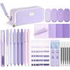 imageFour Candies Aesthetic School Supplies 4 Gel Pens with Black Ink 4 Correction Tape 2 Pastel Highlighters 2 Mechanical Pencils Sticky Notes Index Post for Back to School Supplies with Case BluePurple