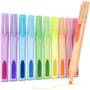 imageFour Candies Highlighters Assorted Colors Liquid Highlighter with Clear View Design Soft Chisel Tip Classic Colors 10 Pcs No Bleed Cute Bible Highlighters