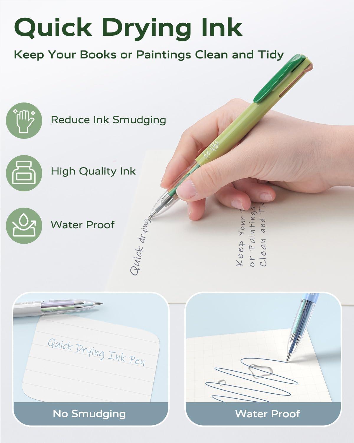 imageFour Candies Multicolor Pens 4in1 Colored Ballpoint Pen 05mm Quick Dry Black Ink Pens Fine Point Smooth Writing Pens Cute Nurse Pens for Work 18 Colors 6PCS