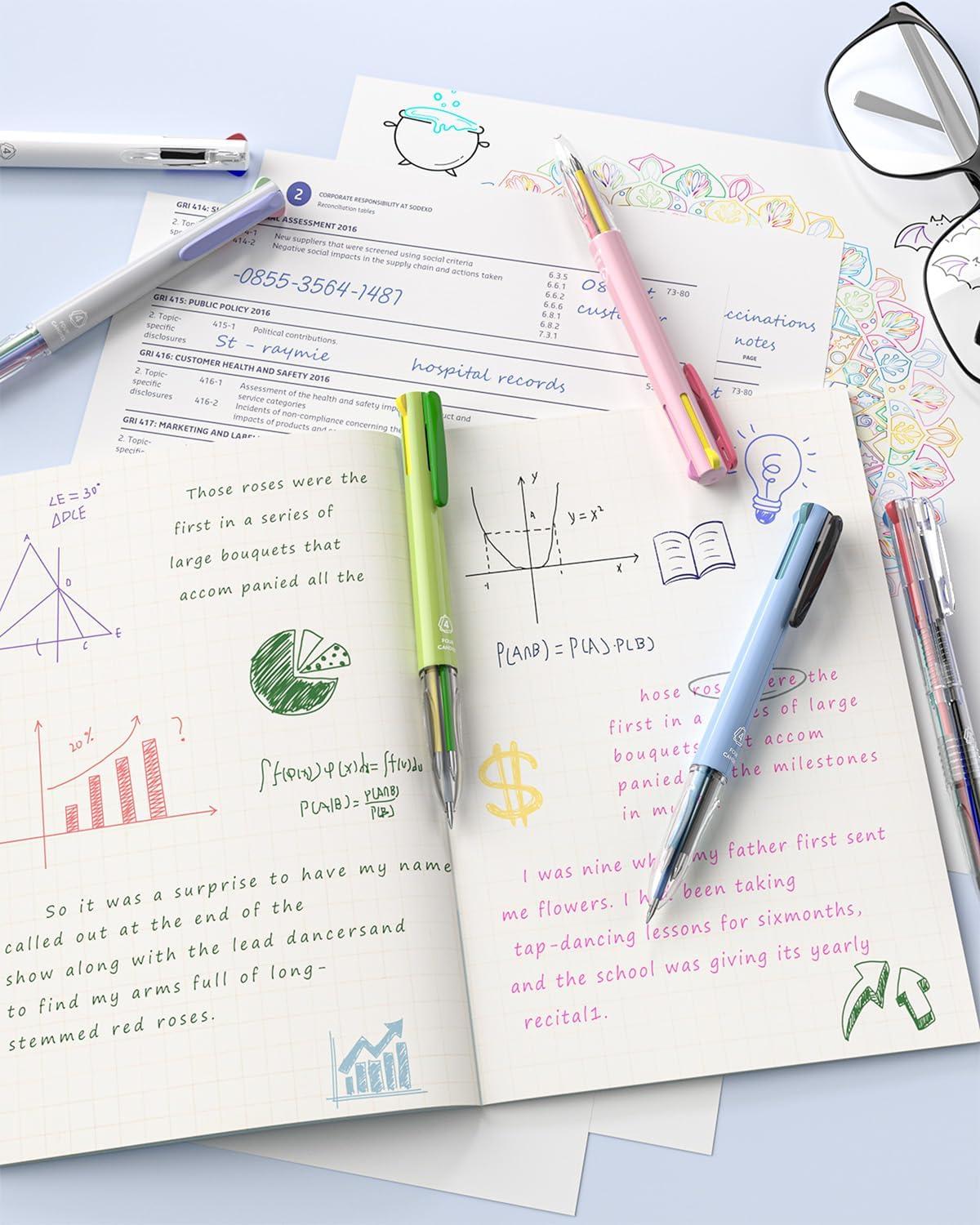 imageFour Candies Multicolor Pens 4in1 Colored Ballpoint Pen 05mm Quick Dry Black Ink Pens Fine Point Smooth Writing Pens Cute Nurse Pens for Work 18 Colors 6PCS