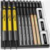 imageFour Candies 13mm Mechanical Pencil Set with 72 Lead Refills 3PCS Metal Weatherproof Body Heavy Duty Carpenter Pencil 3 Eraser 16 Eraser Refills for Outdoor Woodworking Drafting Marking with Case3Pack