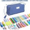 imageFour Candies Blue Pencil Case 3 Compartment Pouch Large Pencil Case for School Girls Teen Boys Women Dark Blue Removable Handle ampamp Zipper Cute Pencil Bag for Office Collegenavy blue
