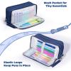 imageFour Candies Blue Pencil Case 3 Compartment Pouch Large Pencil Case for School Girls Teen Boys Women Dark Blue Removable Handle ampamp Zipper Cute Pencil Bag for Office Collegenavy blue