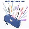 imageFour Candies Blue Pencil Case 3 Compartment Pouch Large Pencil Case for School Girls Teen Boys Women Dark Blue Removable Handle ampamp Zipper Cute Pencil Bag for Office Collegenavy blue
