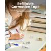 image:imageFour Candies Refillable Retractable White Correction Tape 2PCS White Cute Smooth Push Pull Out Tape with 4 Extra Refills Pen Shaped Applicator for School Office Supplies Pink GreenBlueGreenPinkApricot