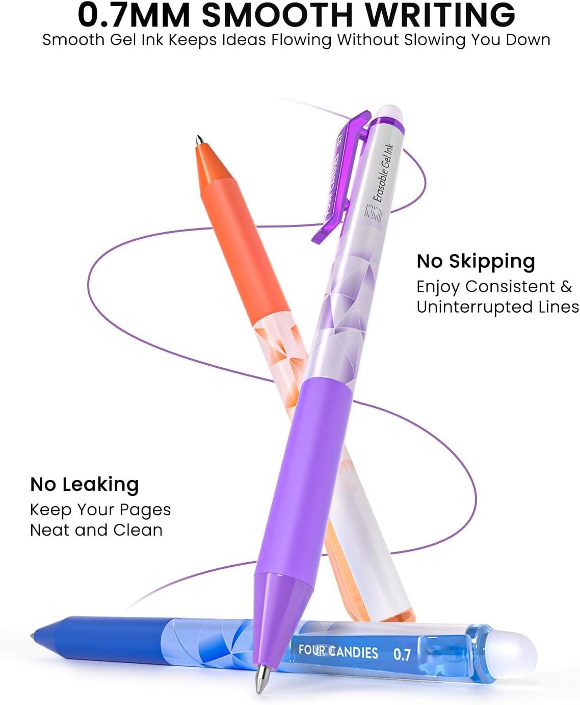 image:imageFour Candies Erasable Gel Pens 07 mm Medium Point Retractable Erasable Pens Make Mistakes Disappear 12 Assorted Colors for Drawing Writing amp PlannersMulticolor