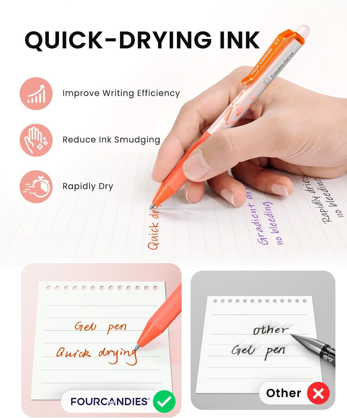 image:imageFour Candies Erasable Gel Pens 07 mm Medium Point Retractable Erasable Pens Make Mistakes Disappear 12 Assorted Colors for Drawing Writing amp PlannersMulticolor