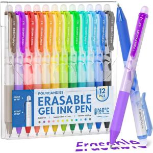 image:imageFour Candies Erasable Gel Pens 07 mm Medium Point Retractable Erasable Pens Make Mistakes Disappear 12 Assorted Colors for Drawing Writing amp PlannersMulticolor