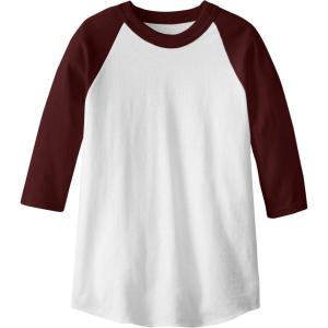 imageMJ Soffe Kids 34 Sleeve Baseball JerseyWhiteMaroon