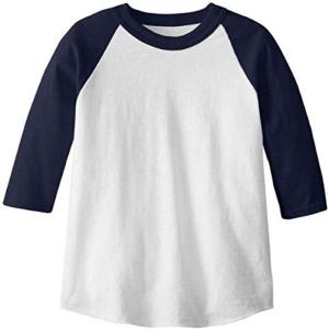 imageMJ Soffe Kids 34 Sleeve Baseball JerseyWhiteNavy