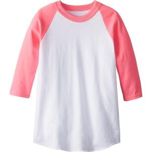 imageMJ Soffe Kids 34 Sleeve Baseball JerseyWhiteNeon Pink