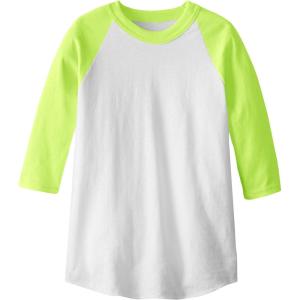 imageMJ Soffe Kids 34 Sleeve Baseball JerseyWhiteOptic Yellow