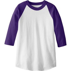 imageMJ Soffe Kids 34 Sleeve Baseball JerseyWhitePurple