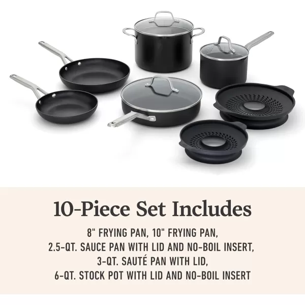 imageCalphalon HardAnodized Nonstick 6Piece Cookware SetNEW 10Piece Set with No Boil Inserts