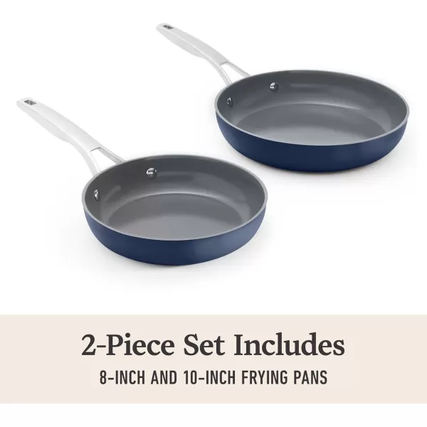 imageCalphalon Premier Ceramic Nonstick 8quot and 10quot Frying Pan Set Mushroom GreyMidnight Blue