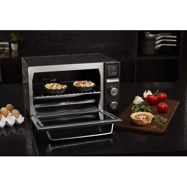 imageCalphalon Quartz Heat Countertop Toaster Oven Stainless Steel ExtraLarge Capacity Black Dark GrayStandard Convection Oven