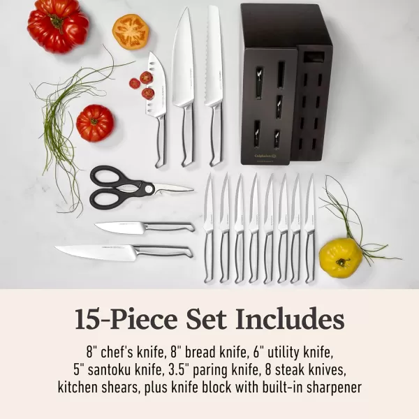 imagePremier by Calphalon 15Piece Knife Set with SharpIN EdgeTech Stainless Steel HandlesNEW 15Piece Set