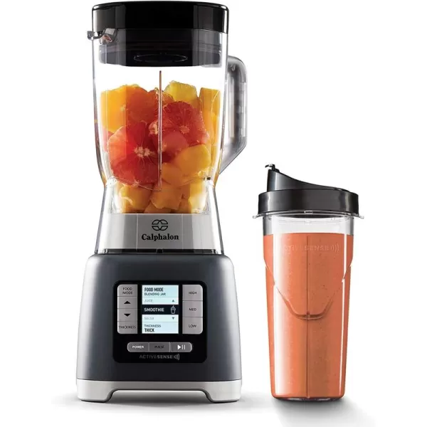 imageCalphalon Blender 24Oz Portable BlendnGo Smoothie Cup ActiveSense 1200Watt Motor Dark Stainless SteelCountertop Blenders