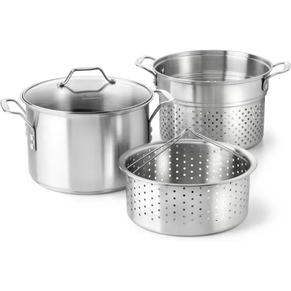 imageCalphalon Classic Stainless Steel 8 quart Stock Pot with Steamer and Pasta Insert