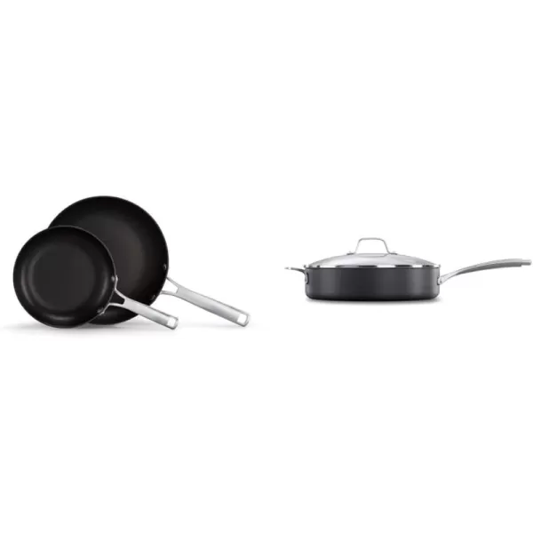 imageCalphalon Nonstick Frying Pan Set with StayCool Handles 8 and 10Inch Grey8Inch and 12Inch  Saut Pan