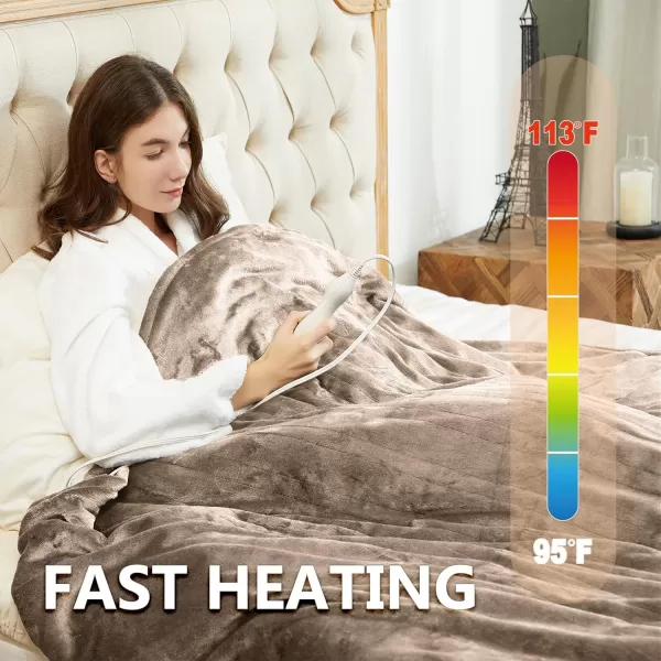 imageTefici Electric Heated Blanket Throw Super Cozy Soft 2Layer Flannel 50quot x 60quot Heated Throw with 3 Heating Levels ampamp 4 Hours Auto Off Machine Washable ETLampampFCC Certified Home Office UseCamelCamel