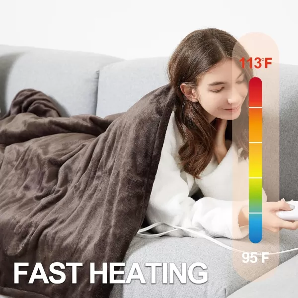 imageTefici Electric Heated Blanket Throw Super Cozy Soft 2Layer Flannel 50quot x 60quot Heated Throw with 3 Heating Levels ampamp 4 Hours Auto Off Machine Washable ETLampampFCC Certified Home Office UseCamelChocolate Brown