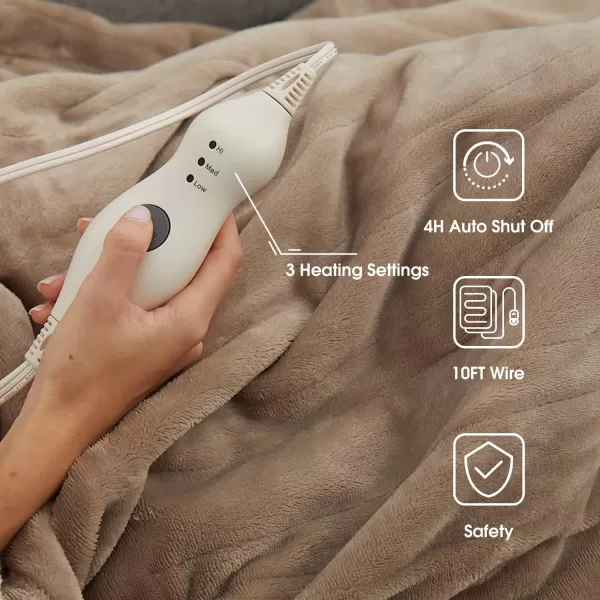 imageTefici Electric Heated Blanket Throw Super Cozy Soft 2Layer Flannel 50quot x 60quot Heated Throw with 3 Heating Levels ampamp 4 Hours Auto Off Machine Washable ETLampampFCC Certified Home Office UseCamelCamel