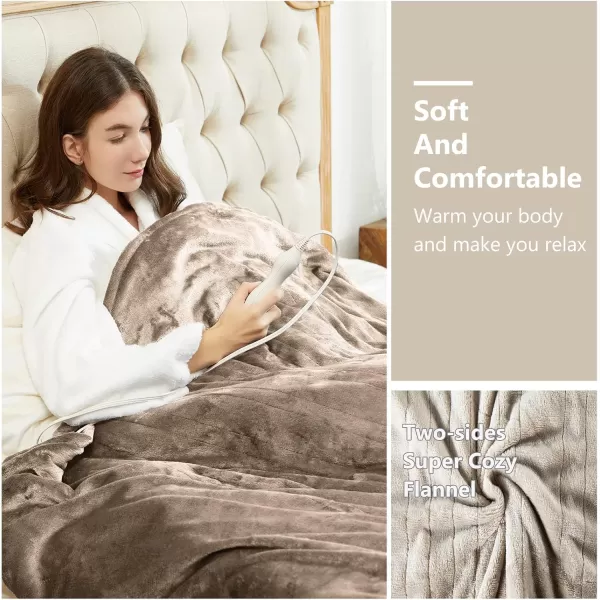 imageTefici Electric Heated Blanket Throw Super Cozy Soft 2Layer Flannel 50quot x 60quot Heated Throw with 3 Heating Levels ampamp 4 Hours Auto Off Machine Washable ETLampampFCC Certified Home Office UseCamelCamel