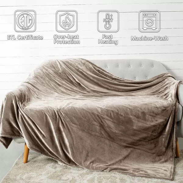 imageTefici Electric Heated Blanket Throw Super Cozy Soft 2Layer Flannel 50quot x 60quot Heated Throw with 3 Heating Levels ampamp 4 Hours Auto Off Machine Washable ETLampampFCC Certified Home Office UseCamelCamel