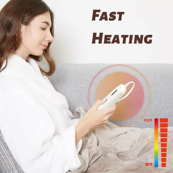 imageTefici Electric Heated Blanket Throw Super Cozy Soft 2Layer Flannel 50quot x 60quot Heated Throw with 3 Heating Levels ampamp 4 Hours Auto Off Machine Washable ETLampampFCC Certified Home Office UseCamelCamel