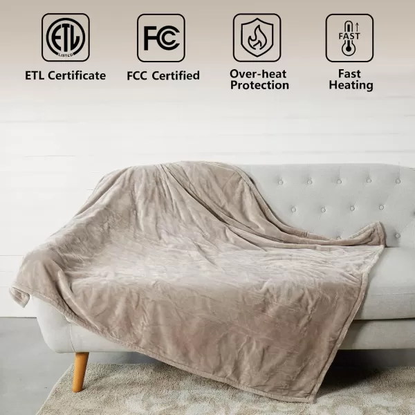 imageTefici Electric Heated Blanket Throw Super Cozy Soft 2Layer Flannel 50quot x 60quot Heated Throw with 3 Heating Levels ampamp 4 Hours Auto Off Machine Washable ETLampampFCC Certified Home Office UseCamelCamel