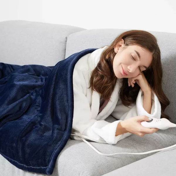 imageTefici Electric Heated Blanket Throw Super Cozy Soft 2Layer Flannel 50quot x 60quot Heated Throw with 3 Heating Levels ampamp 4 Hours Auto Off Machine Washable ETLampampFCC Certified Home Office UseCamelBlue