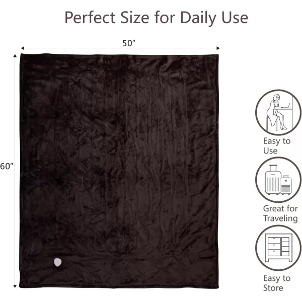 imageTefici Electric Heated Blanket Throw Super Cozy Soft 2Layer Flannel 50quot x 60quot Heated Throw with 3 Heating Levels ampamp 4 Hours Auto Off Machine Washable ETLampampFCC Certified Home Office UseCamelChocolate Brown