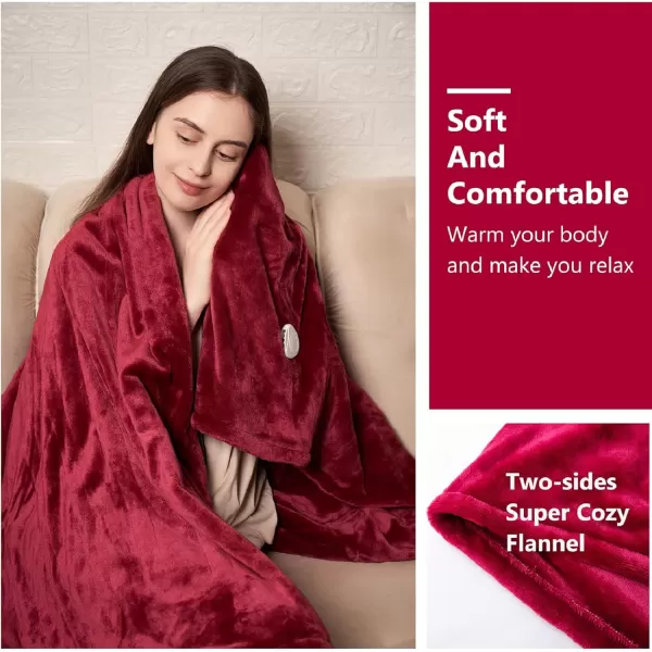 imageTefici Electric Heated Blanket Throw Super Cozy Soft 2Layer Flannel 50quot x 60quot Heated Throw with 3 Heating Levels ampamp 4 Hours Auto Off Machine Washable ETLampampFCC Certified Home Office UseCamelRed