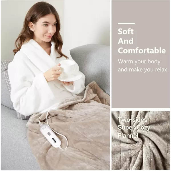 imageTefici Electric Heated Blanket Throw Super Cozy Soft 2Layer Flannel 50quot x 60quot Heated Throw with 3 Heating Levels ampamp 4 Hours Auto Off Machine Washable ETLampampFCC Certified Home Office UseCamelCamel