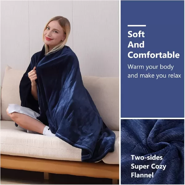 imageTefici Electric Heated Blanket Throw Super Cozy Soft 2Layer Flannel 50quot x 60quot Heated Throw with 3 Heating Levels ampamp 4 Hours Auto Off Machine Washable ETLampampFCC Certified Home Office UseCamelBlue