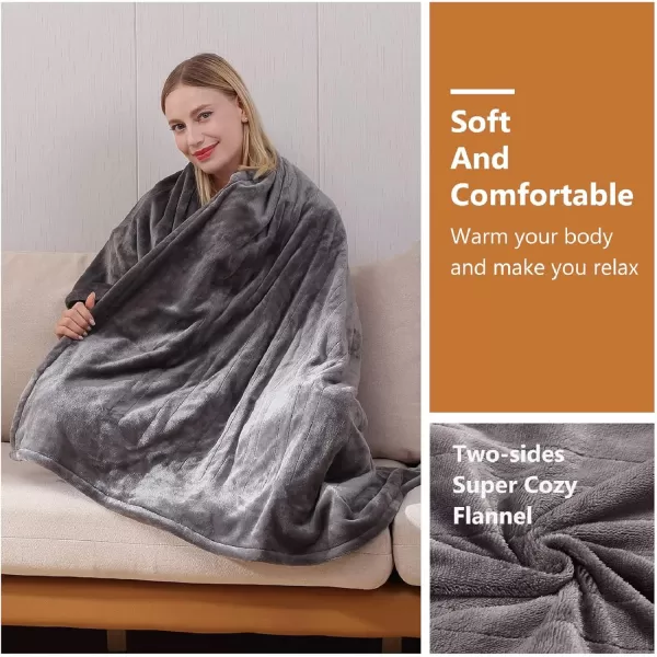 imageTefici Electric Heated Blanket Throw Super Cozy Soft 2Layer Flannel 50quot x 60quot Heated Throw with 3 Heating Levels ampamp 4 Hours Auto Off Machine Washable ETLampampFCC Certified Home Office UseCamelGrey
