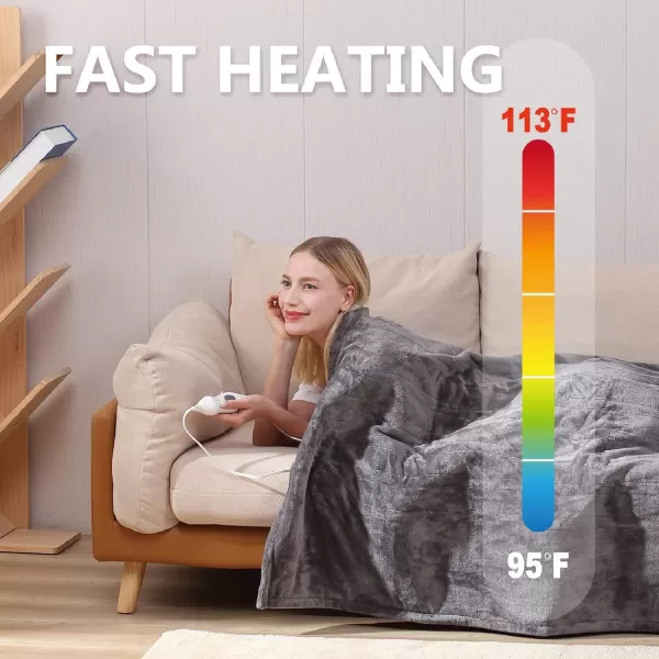 imageTefici Electric Heated Blanket Throw Super Cozy Soft 2Layer Flannel 50quot x 60quot Heated Throw with 3 Heating Levels ampamp 4 Hours Auto Off Machine Washable ETLampampFCC Certified Home Office UseCamelGrey